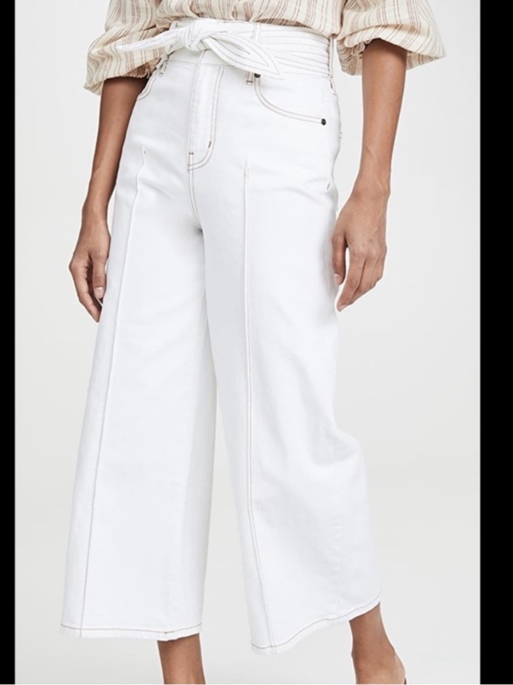 Joie Gadina white cream high waisted wide leg cropped pants size 27